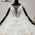 Jancember HTL1594 Luxury Deep V Crystal Beaded Wedding Dress Bridal Gown